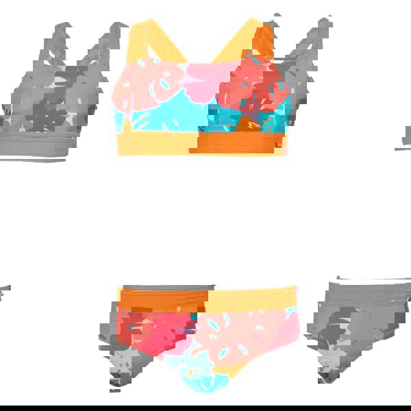 Regatta Girls Dakaria III Tropical Leaves Bikini Set - Orange/Blue/Pink