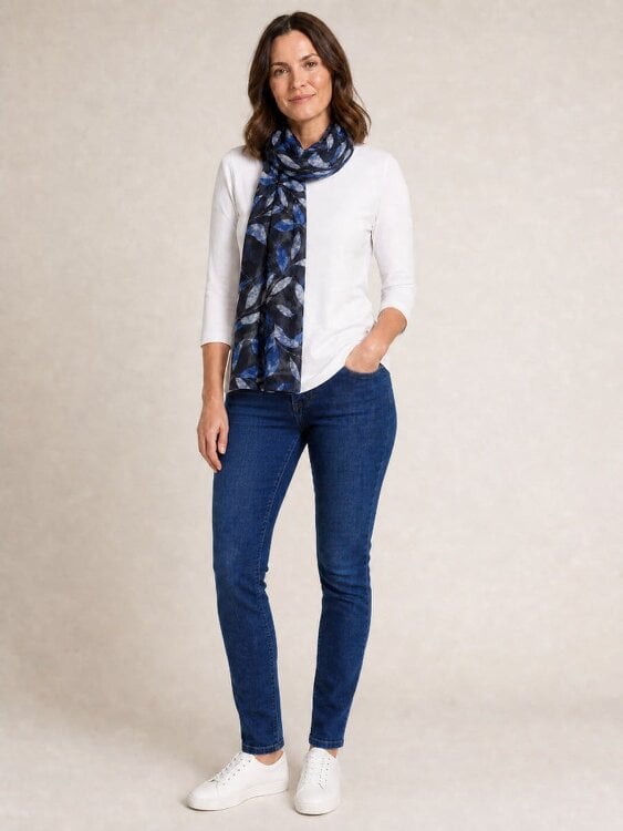 PennyPlain All Over Print Scarf - Navy
