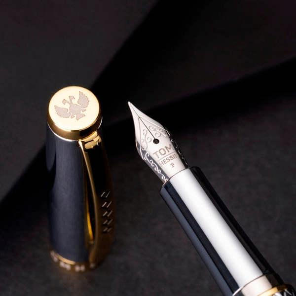 Tom Hessin Magnetic Series Ritz Fountain Pen with Gold Plated Trim & Stainless Steel Extra Fine Nib