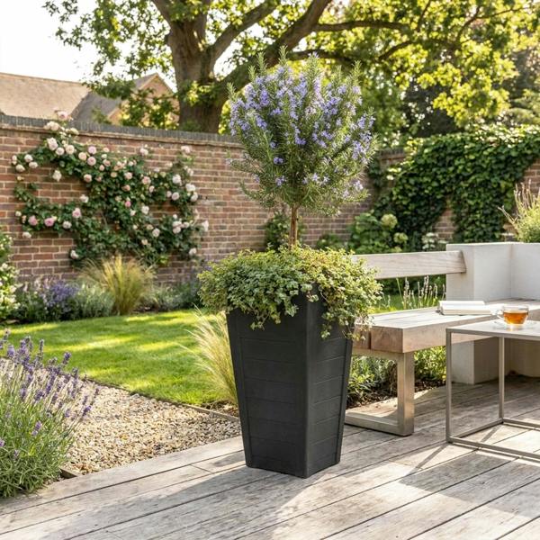 Nicoman Savana Black Plank Recycled Rubber Plant Pot