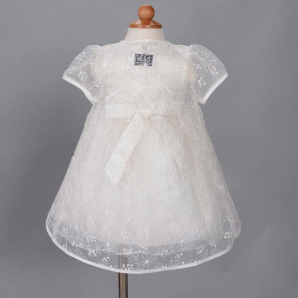 Cinda Floral Christening Dress With Cape