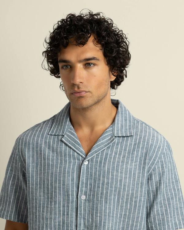 Larsson & Co Kare - Linen Blend Striped Short Sleeve Shirt