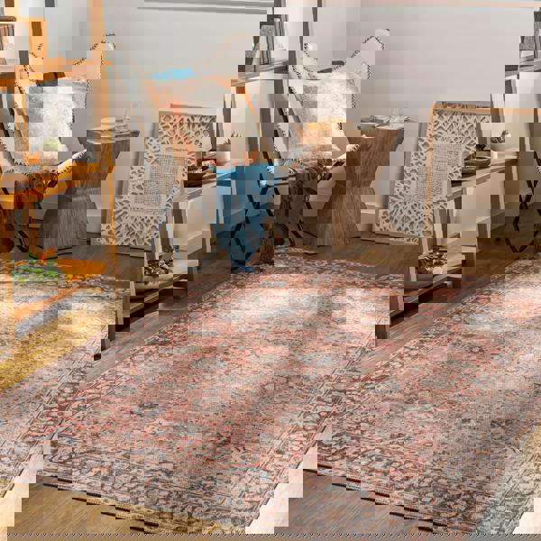 Livabliss Colin-Washable Brown Orange Grey Traditionnal Vintage Boho Rug