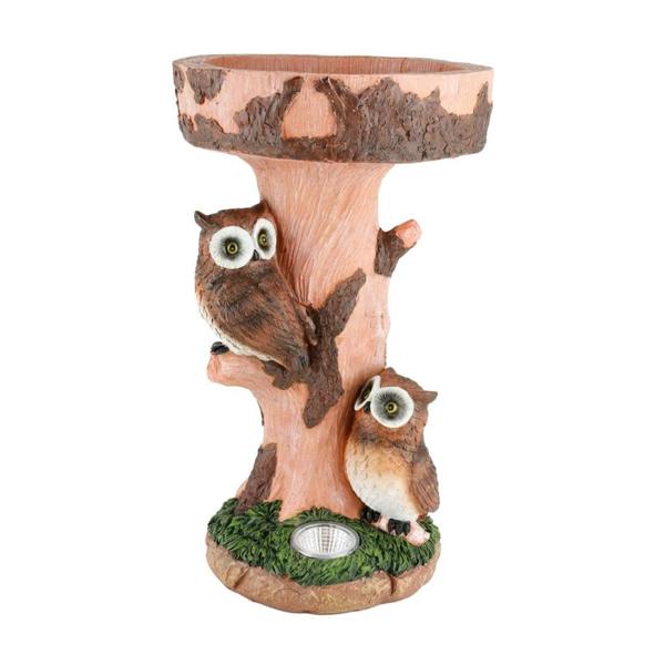 Gardenwize Solar Bird Bath – Owl Garden Ornament with LED Light