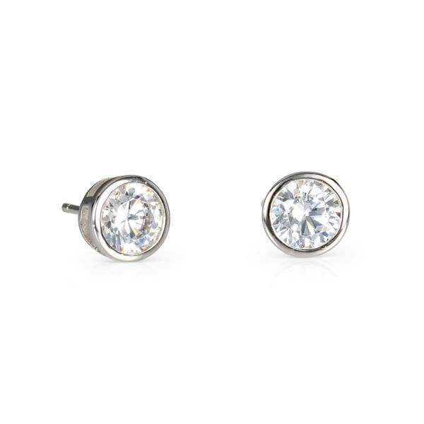 namana 925 Sterling Silver Solitaire Bezel Set Stud Earrings for Women