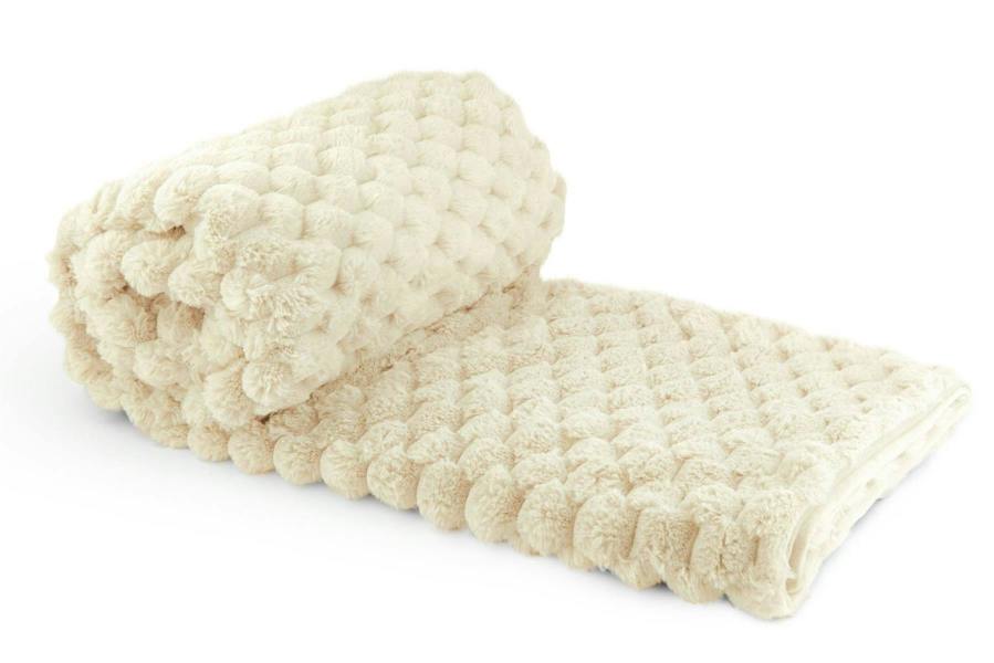 Lush Faux Rabbit Fur Cream Throw 140x180cm