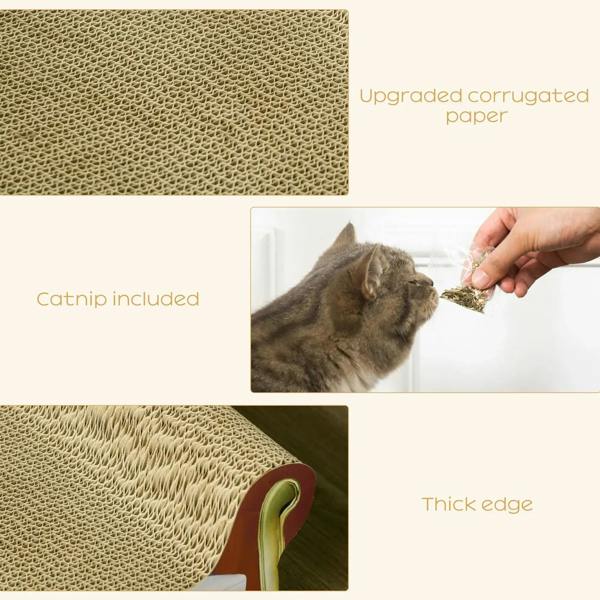 Upgraded corrugated cardboard cat scratcher surface with thick edges and catnip pouch area