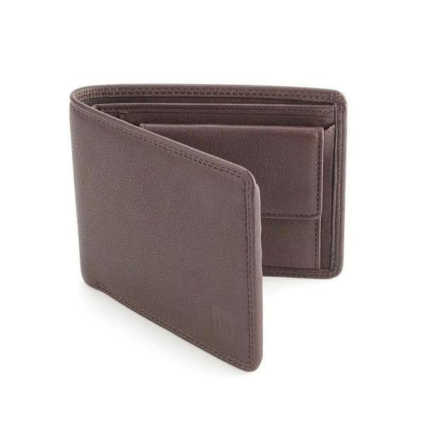 Angle view of Brown Washington Bifold Leather Wallet