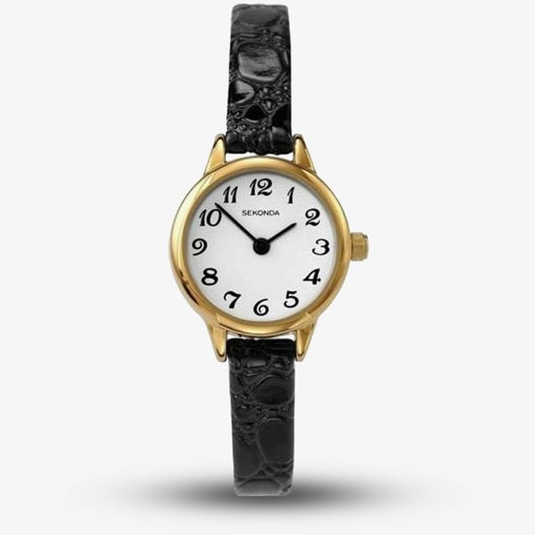 Sekonda Easy Reader Gold Plated Black Strap Watch 4473