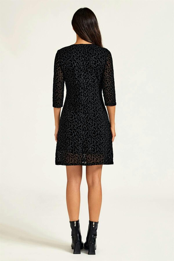FS Collection Velvet Leopard Devore Mini Dress In Black