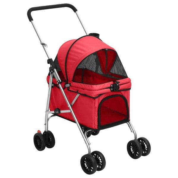 Berkfield Folding Dog Stroller Red 76x50x100 cm Oxford Fabric