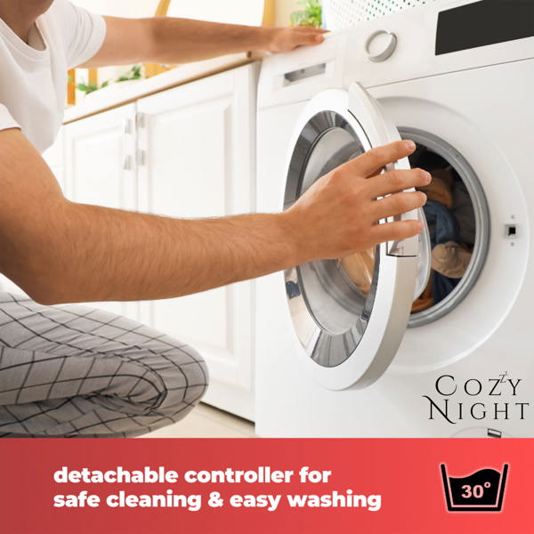 Cozy Night Single Size Electric Blanket Heated with 3 Heat Settings - Quick Fit Underblanket - Fleece Material Machine Washable