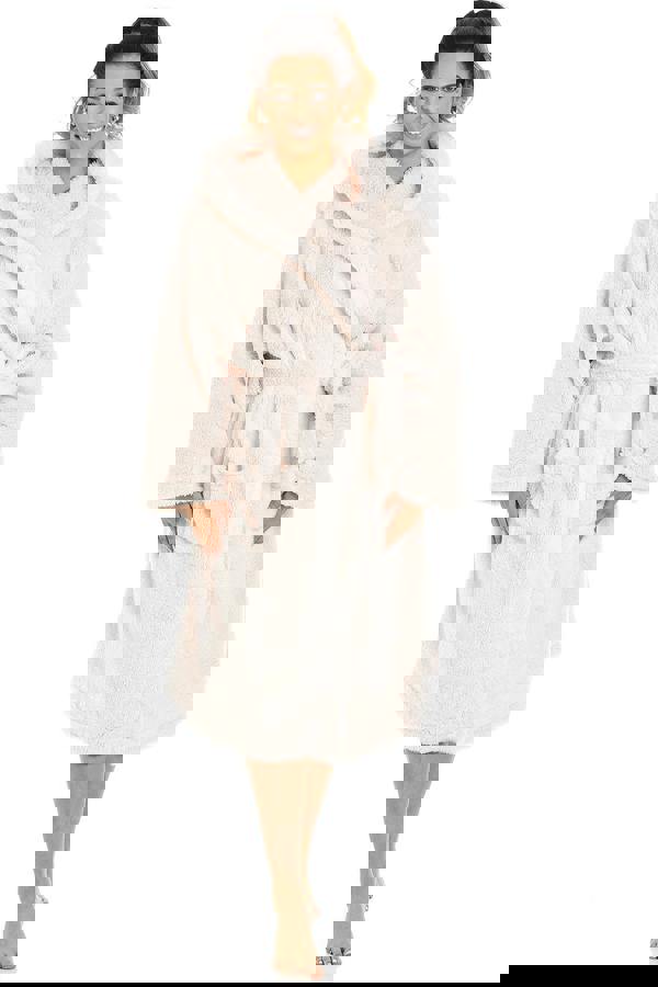 Camille Womens Pink Supersoft Fluffy Fleece Hooded Robes