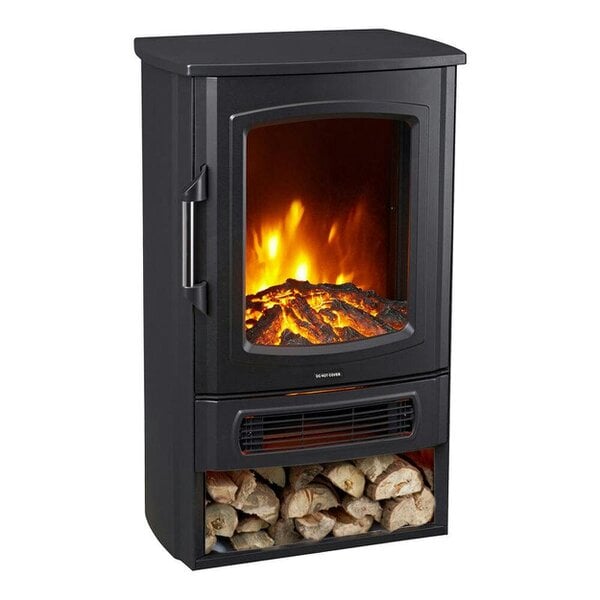 Neo Direct Neo Black Electric Fire Heater with Log Store, 1000W / 2000W