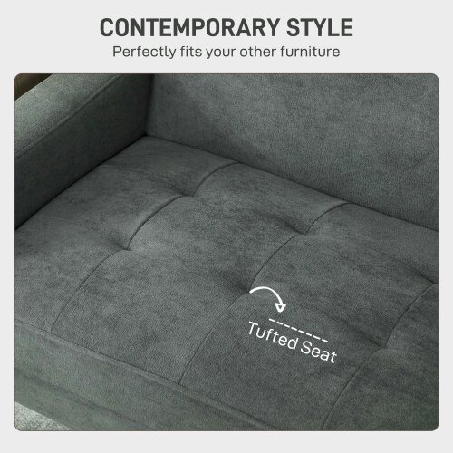 Wyld Haus Pafa Dark Grey Velvet  Upholstered 2 Seater Sofa Natural Wooden Legs