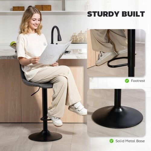 Wyld Haus Rotteli Set Of 2 Charcoal Grey Faux Leathar Upholstered Tub Bar Stools