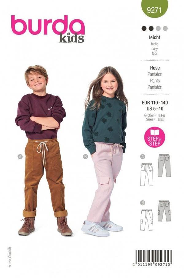 Burda Sewing Pattern 9271 Trousers For Kids, 5-10 (110-140) - Easy