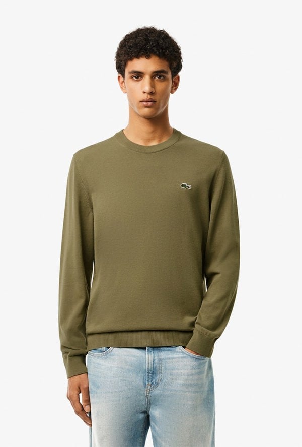 Lacoste Men's Monochrome Crew Neck Sweater - Green