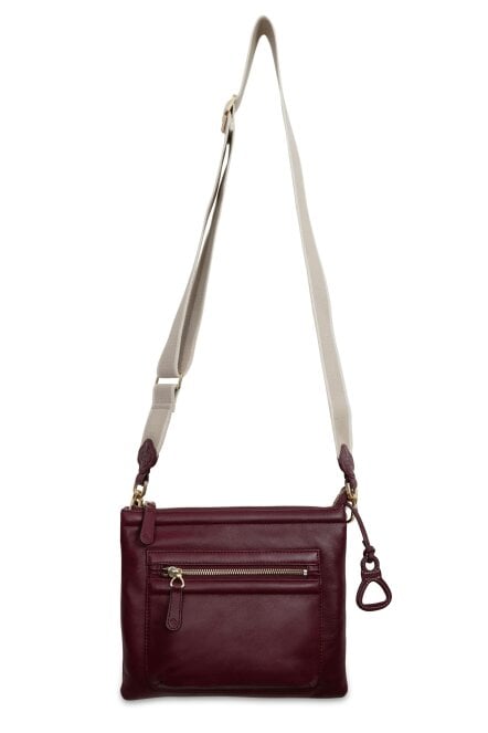SADDLER Ellen Leather 3-Section Zip-Top Crossbody bag  - Handmade by Saddler - Bordeaux