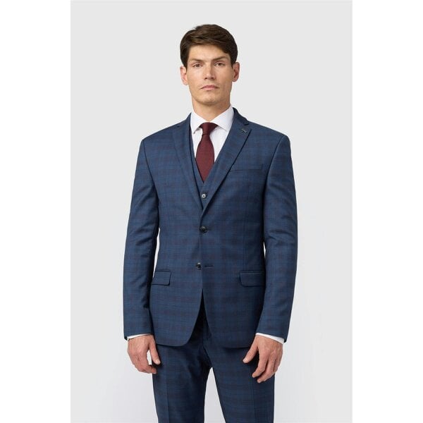 Ted baker Slim Fit Navy Caramel Check Jacket