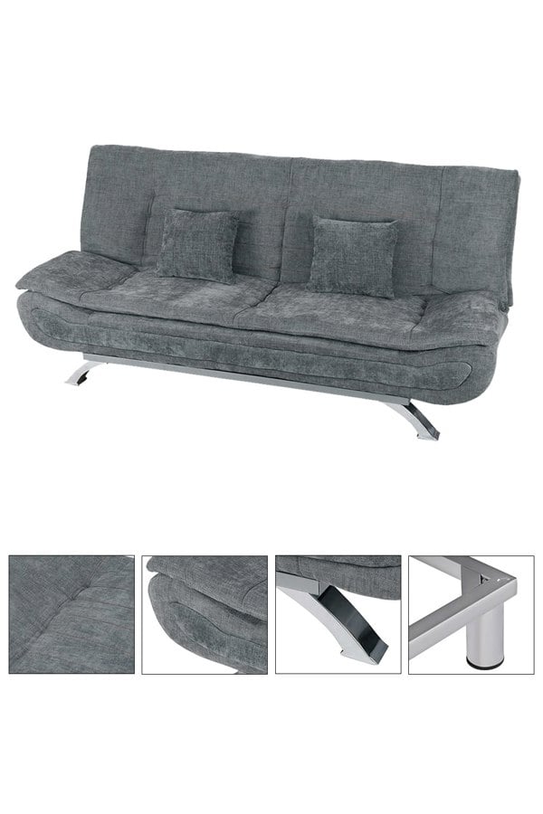 Living and Home 2-Seater Linen Fabric Click-Clack Convertibles Sofa Bed