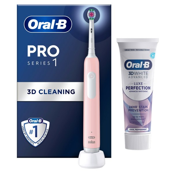 Oral-B Pro Series 1 Electric Toothbrush + Toothpaste, Designed By Braun - Pink