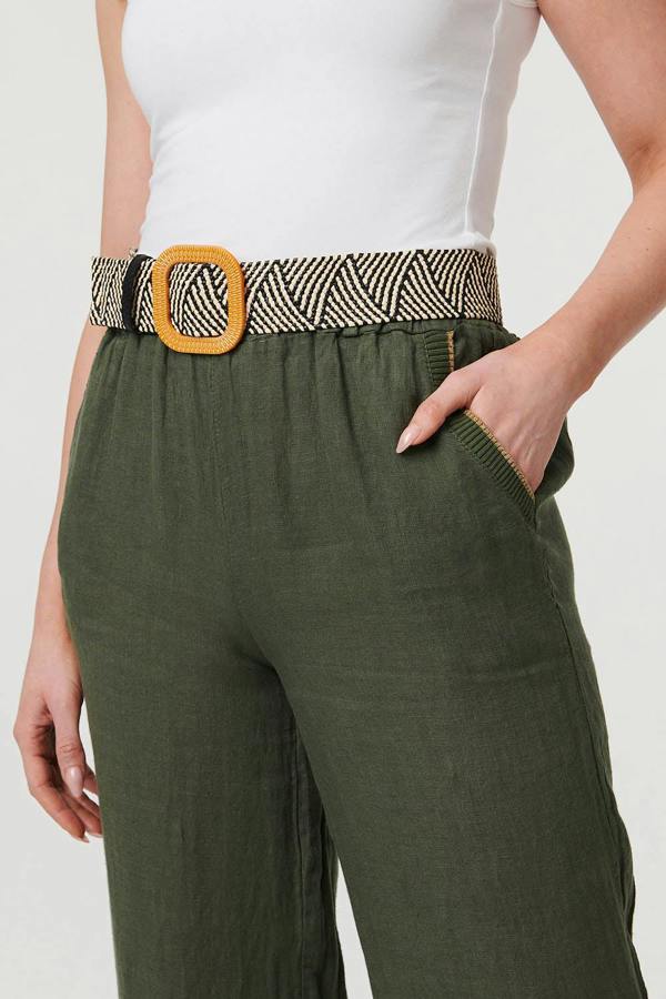 Beige | Zig Zag Texture Statement Buckle Belt