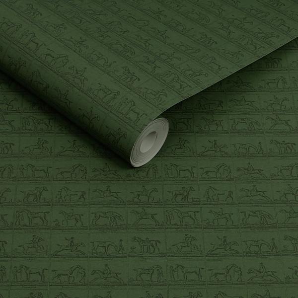Joules Horse Grid Green Wallpaper
