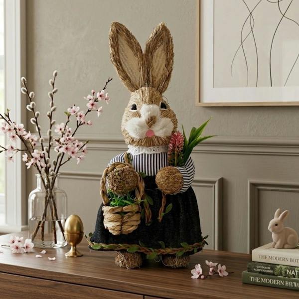Garden Greatness Springtime Mrs Straw Bunny Basket Decoration
