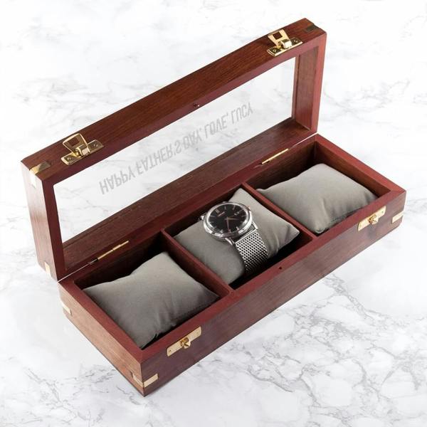 Personalised Father's Wooden Watch Box - product in use