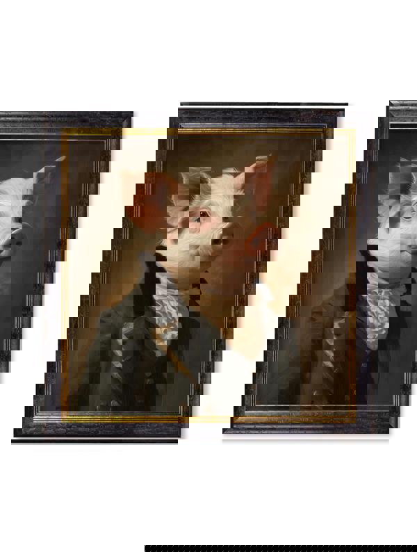 Exceptional Art Duke of Truffleton - Gentleman Pig Oxford Square Frame