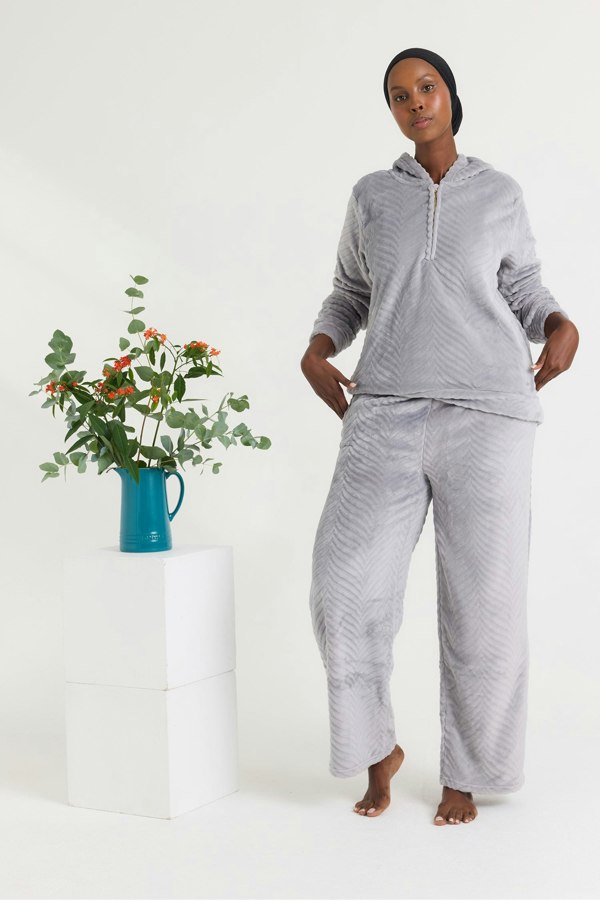 Cosy Chevron Lounge Suit in Shale Grey - Loungewear