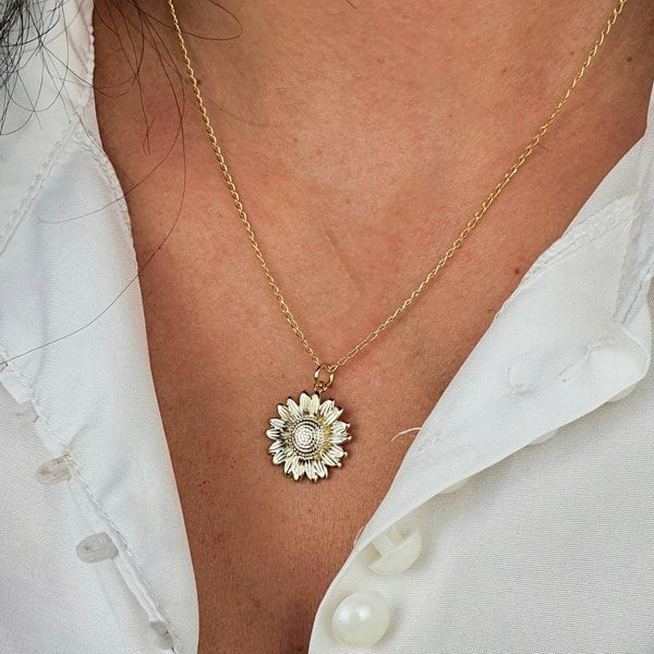 Dainty Sun Flower Charm Gold Plated Necklace