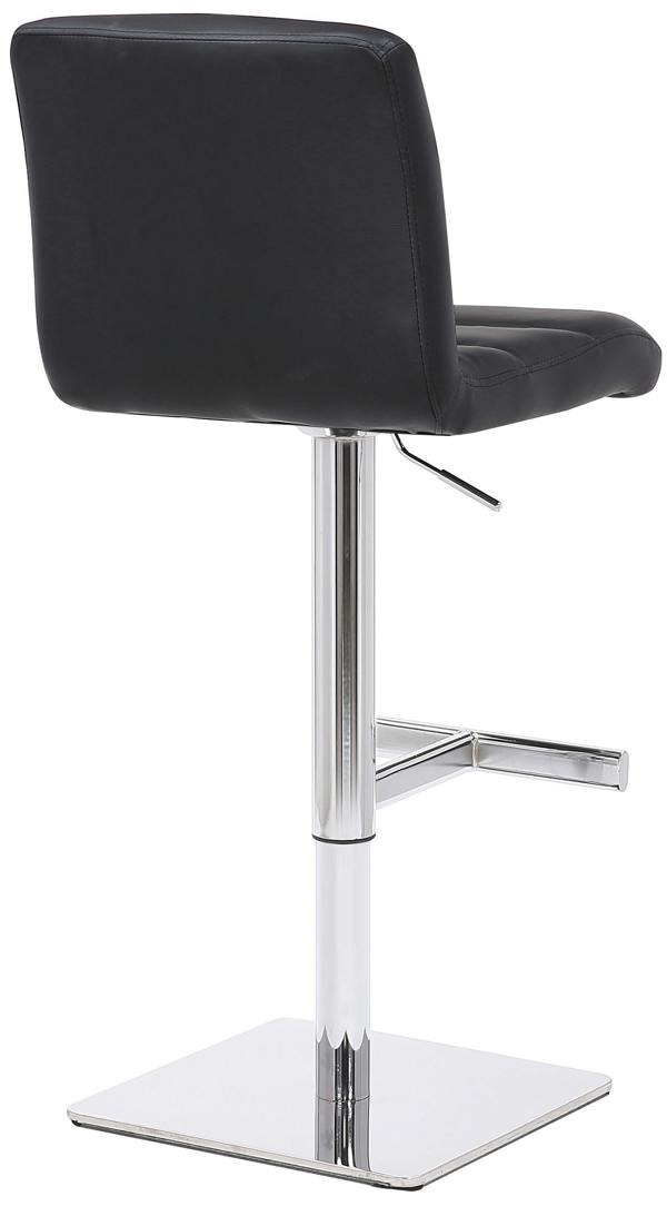 Lamboro Luscious Deluxe Real Leather Breakfast Bar Stool, Chrome Footrest, Adjustable Swivel Gas Lift, Home Bar & Kitchen Barstool, Black