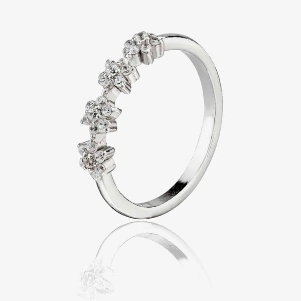 T. H. Baker Sterling Silver Cubic Zirconia 4 Stars Cluster Ring R618654