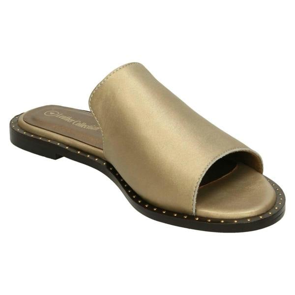 Leather Collection Ladies Leather Collection Flat Slipper Cut Mules F00202