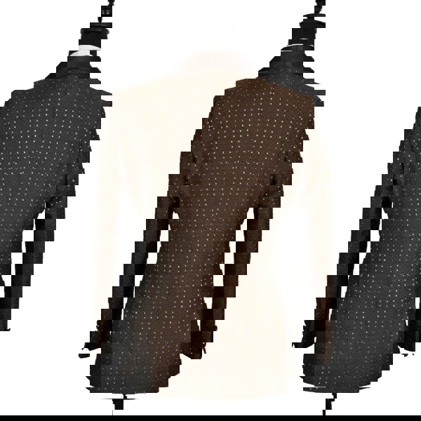 David WeJ Alfredo Double Breasted Shawl Lapel Dotted Jacquard Tuxedo - Brown