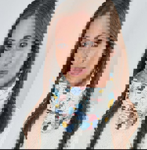 Antonia York Ivory Floral Snood | Esme Loose Fit Neck Warmer with Soft Brushed Fleecy Back