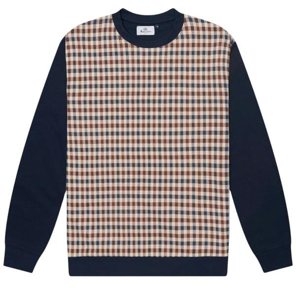 Aquascutum Active Club Check Crewneck Navy S