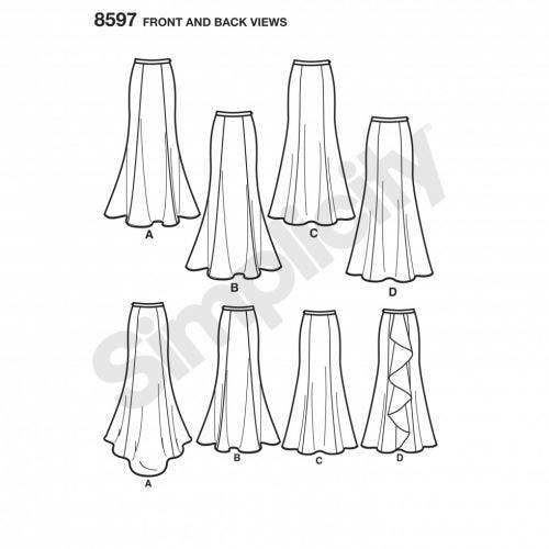 Simplicity Sewing Pattern 8597, Skirts for Women, AA (8-10-12-14-16) - Intermediate