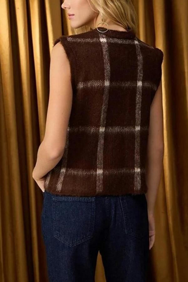 WOVCOR Soft Texture Argyle Knit Vest