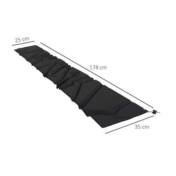 Black cantilever umbrella cover laid flat with zipper and tie points