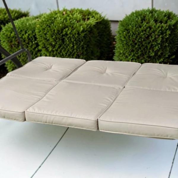 Heavy Duty Garden 3 Seater Swing Seat and Hammock Bed with Canopy, Steel Frame and Textaline Base, Thick Shower Proof Cushions