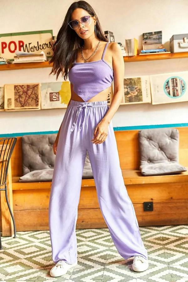 Hoxton Gal Belted Woven Viscose Palazzo Pants