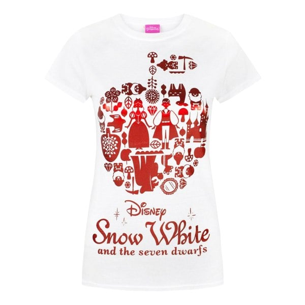 Disney Womens/Ladies Snow Foil T-Shirt - White/Red