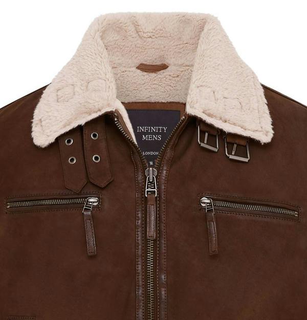 Infinity Leather Mens Real Sheep Suede Bomber Aviator Jacket - Sandnes
