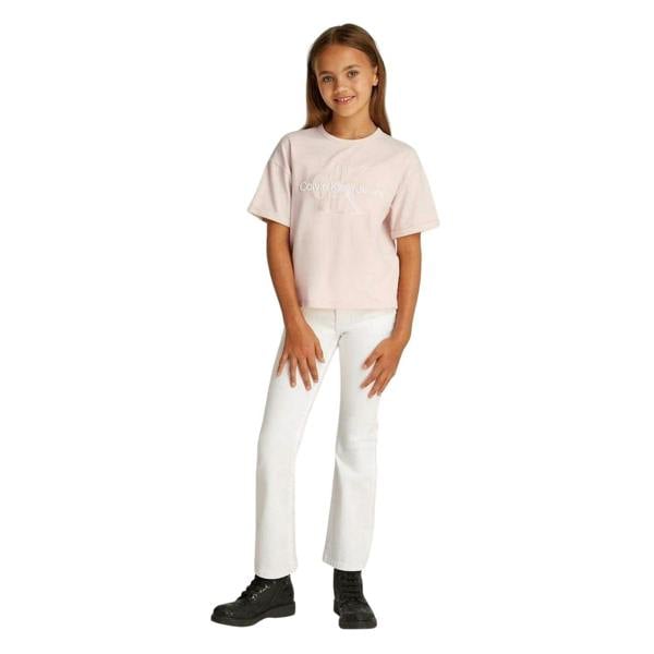 Calvin Klein Girls Monogram Regular Short-Sleeved T-Shirt - Peony - 