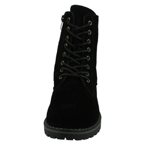 Spot On Ladies Spot On Low Lace Up Ankle Boot with Inside Zip F51206