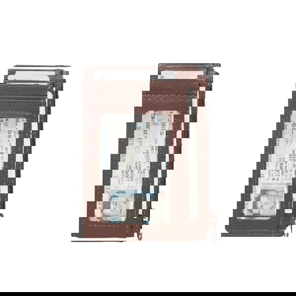 Assots London 'LYNN' Brown Real Leather Slim Credit Cardholder Case