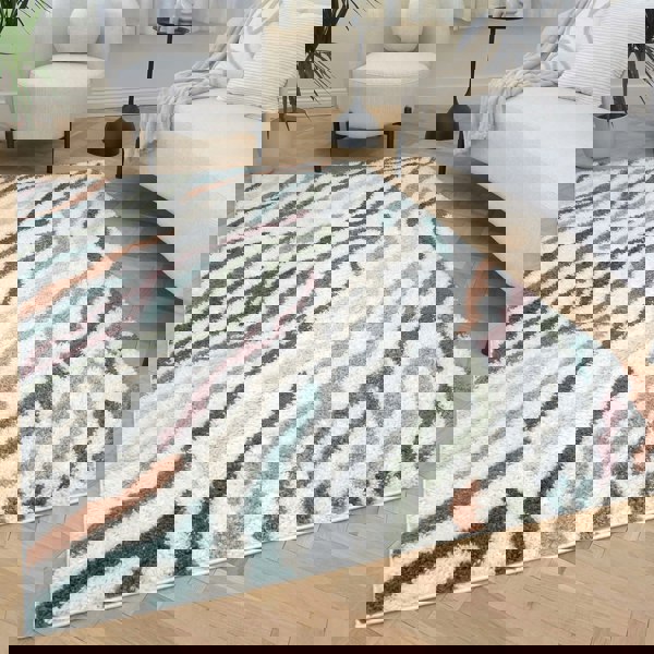 Moodi Shaggy Multicolour Rug, abstract design, 30 mm plush pile| THE RUGS